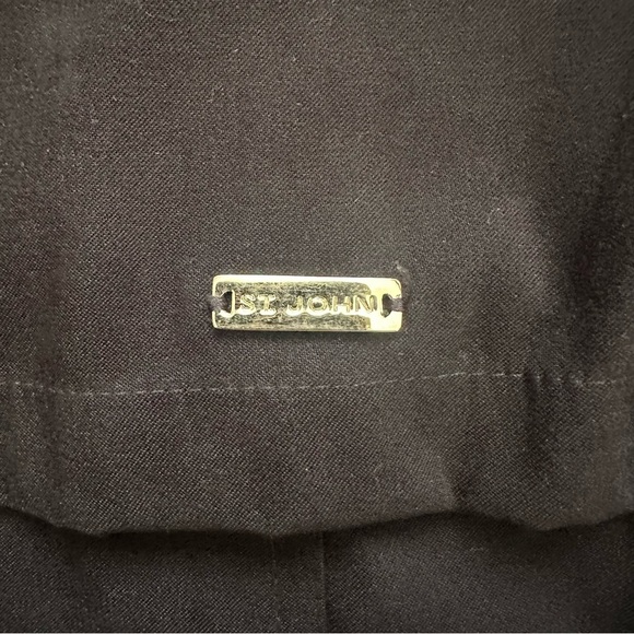 St. John Coat Collection Jacket Hooded Zip Up Gold Buttons Pockets Black Sz S - Picture 8 of 13